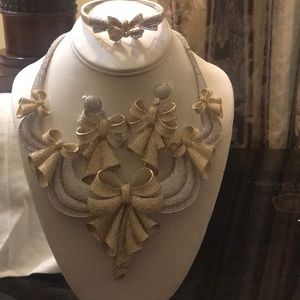 Diamonds ziconia necklace and bracelet earrings